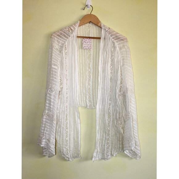 NWT Free People Willow Lace Kimono Size M/L Long Sleeves Ivory Semi Sheer AS IS - Picture 4 of 12